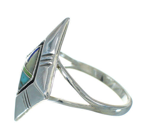 Southwest Multicolor Silver Ring Size 4-3/4 YX83323